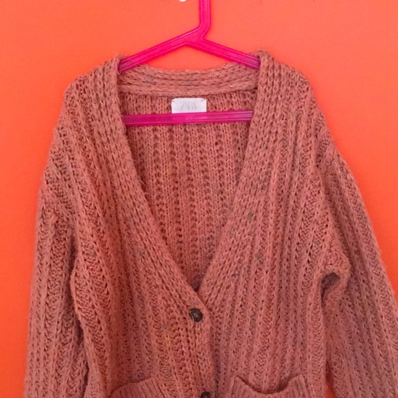 Knitted sweater cardigan pink confetti girl’s Zara - Picture 2 of 5